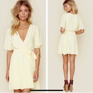 Privacy Please Light Yellow True Wrap Dress Size Small